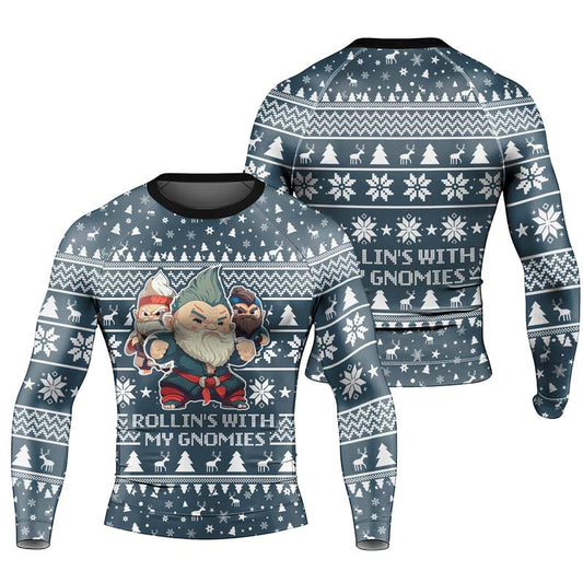 Rolling With Gnomies Men's Long Sleeve Rash Guard - BattleFitGear