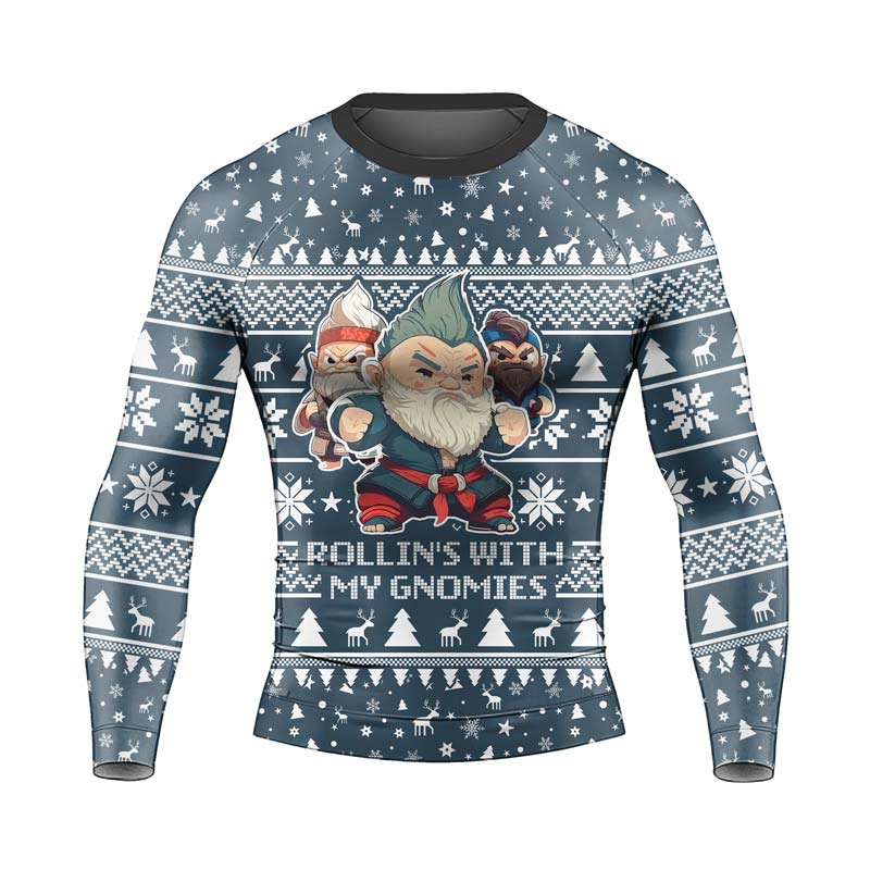 Rolling With Gnomies Men's Long Sleeve Rash Guard - BattleFitGear