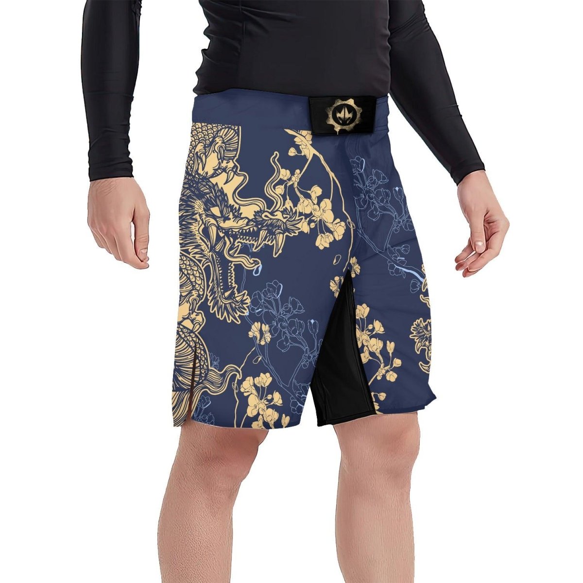 Flower Chinese Dragon Fight Shorts - BattleFitGear