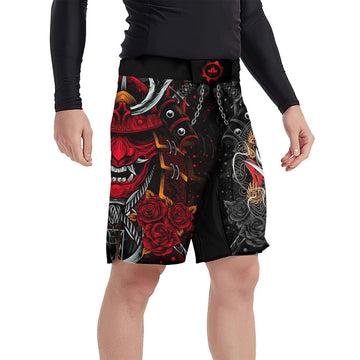 Japanese Red Demon Samurai Fight Shorts - BattleFitGear