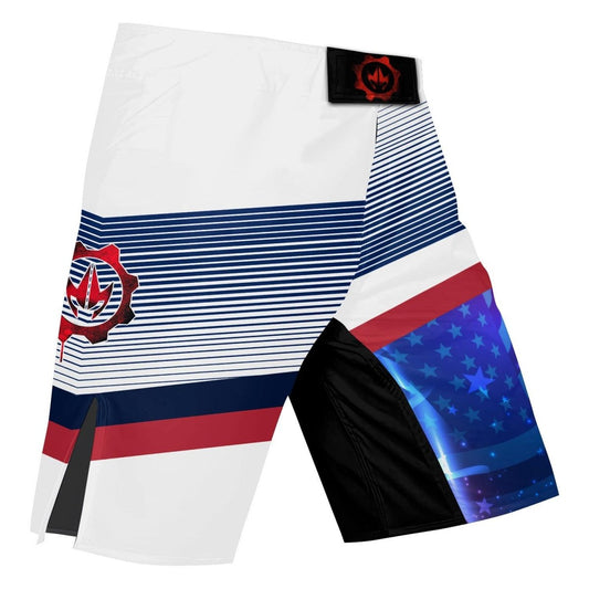 American Flag White Fight Shorts - BattleFitGear