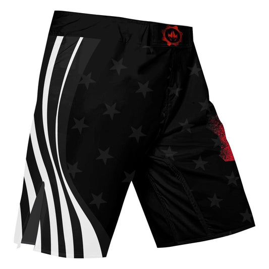 American Flag Black Fight Shorts - BattleFitGear