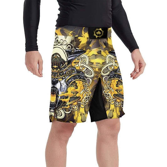 Golden Panda Skull Fight Shorts - BattleFitGear