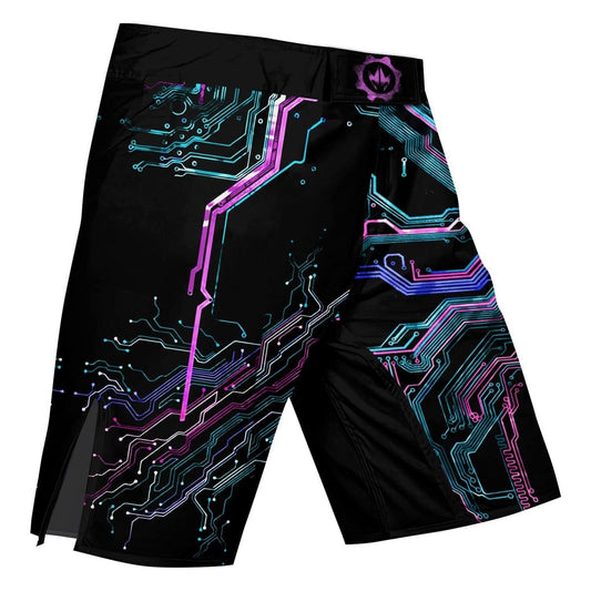 Deadly Glowing Circuit Fight Shorts - BattleFitGear