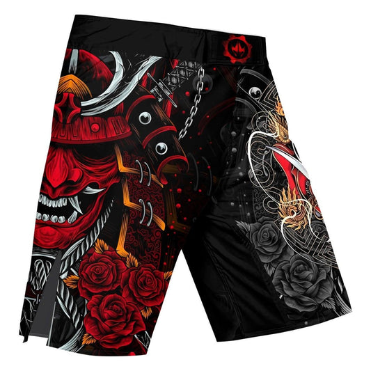 Japanese Red Demon Samurai Fight Shorts - BattleFitGear