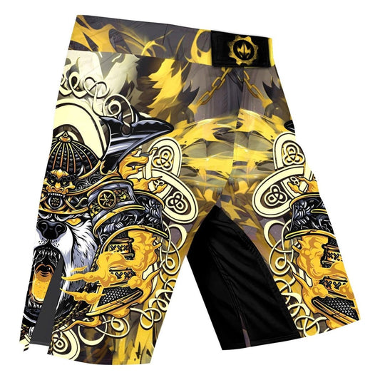 Golden Panda Skull Fight Shorts - BattleFitGear