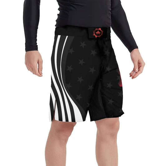 American Flag Black Fight Shorts - BattleFitGear