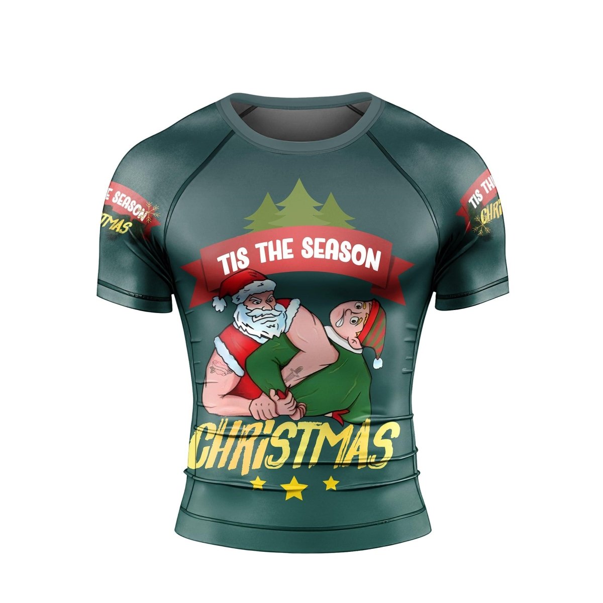 Santa Submission Short Sleeve Rash Guard - BattleFitGear