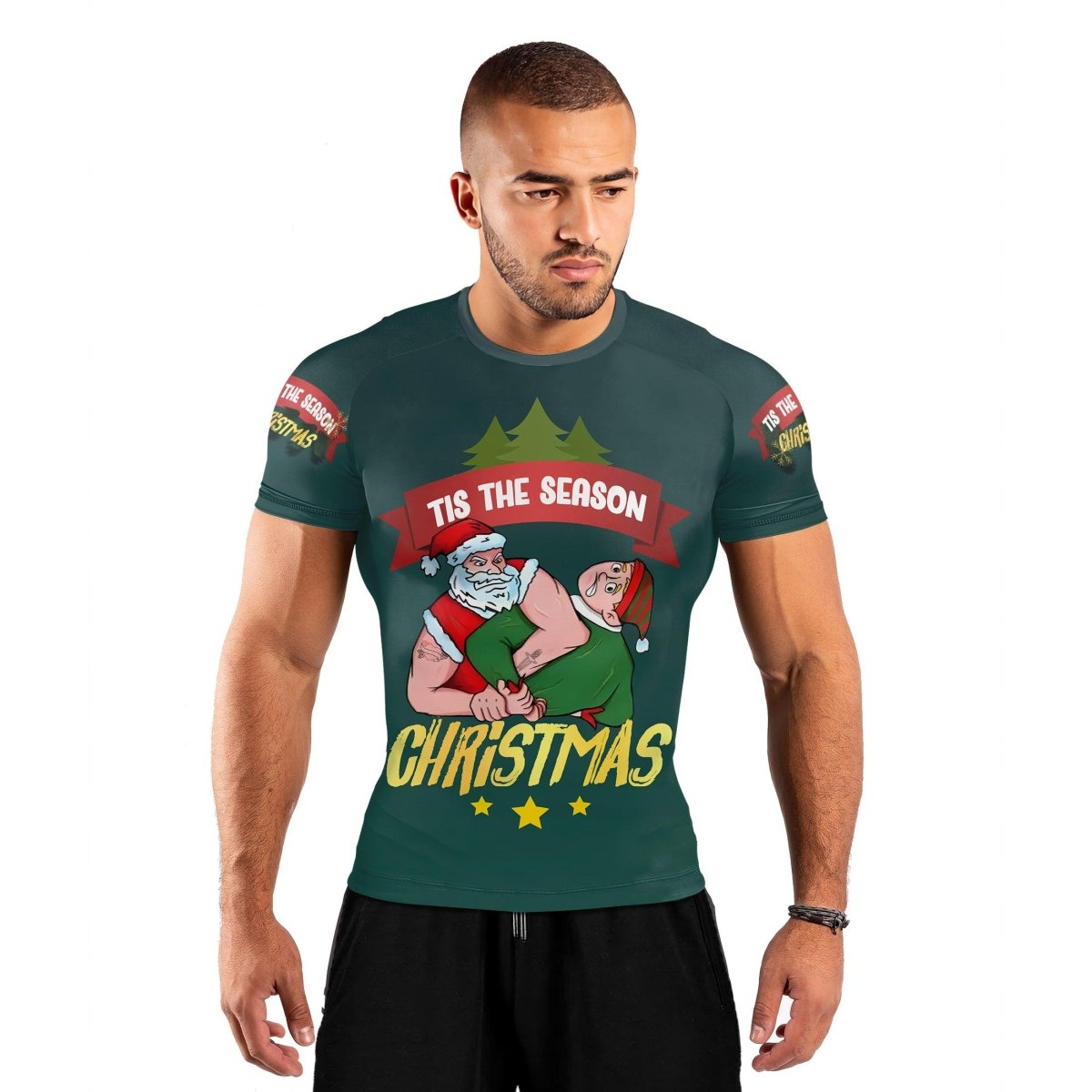 Santa Submission Short Sleeve Rash Guard - BattleFitGear