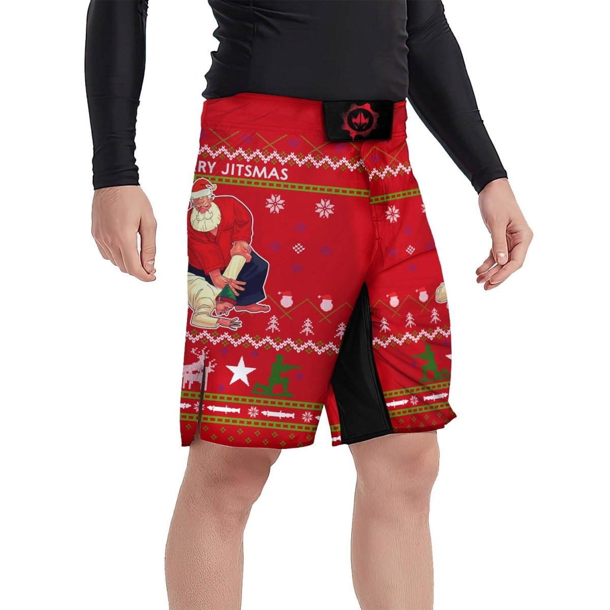 Santa Merry Jitsmas Fight Shorts - BattleFitGear