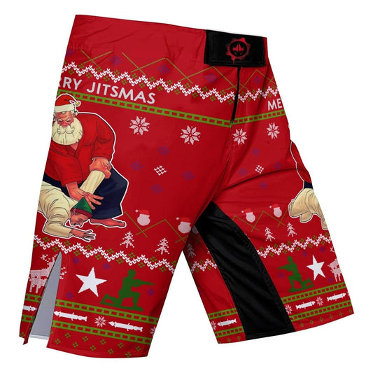 Santa Merry Jitsmas Fight Shorts - BattleFitGear