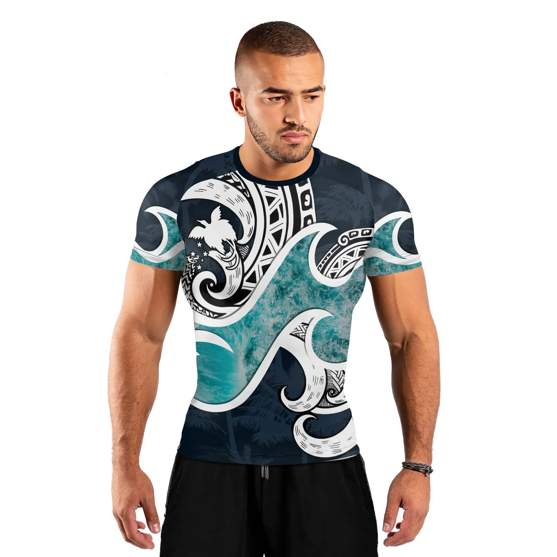 Sacred Wave Tribe Men's Short Sleeve Rash Guard