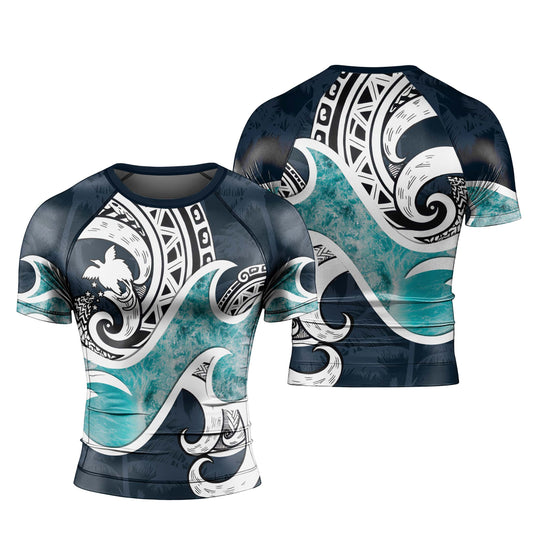 Sacred Wave Tribe Men's Short Sleeve Rash Guard