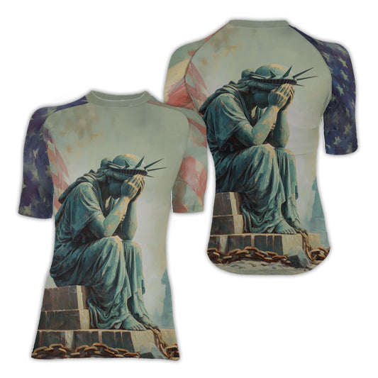 Sadness Liberty Women's Short Sleeve Rash Guard