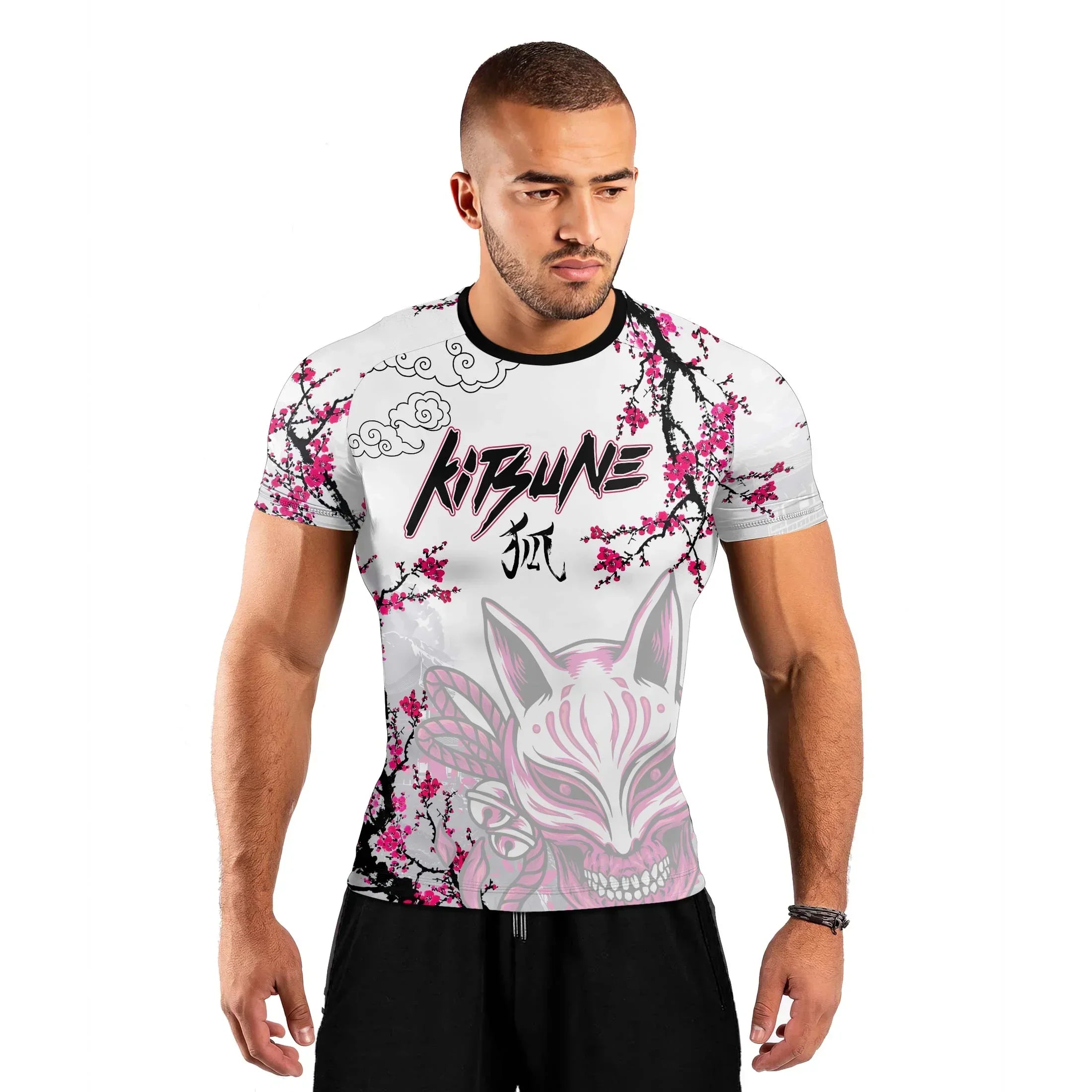 Sakura Fox Spirit Men's Short Sleeve Rash Guard for MMA & BJJ