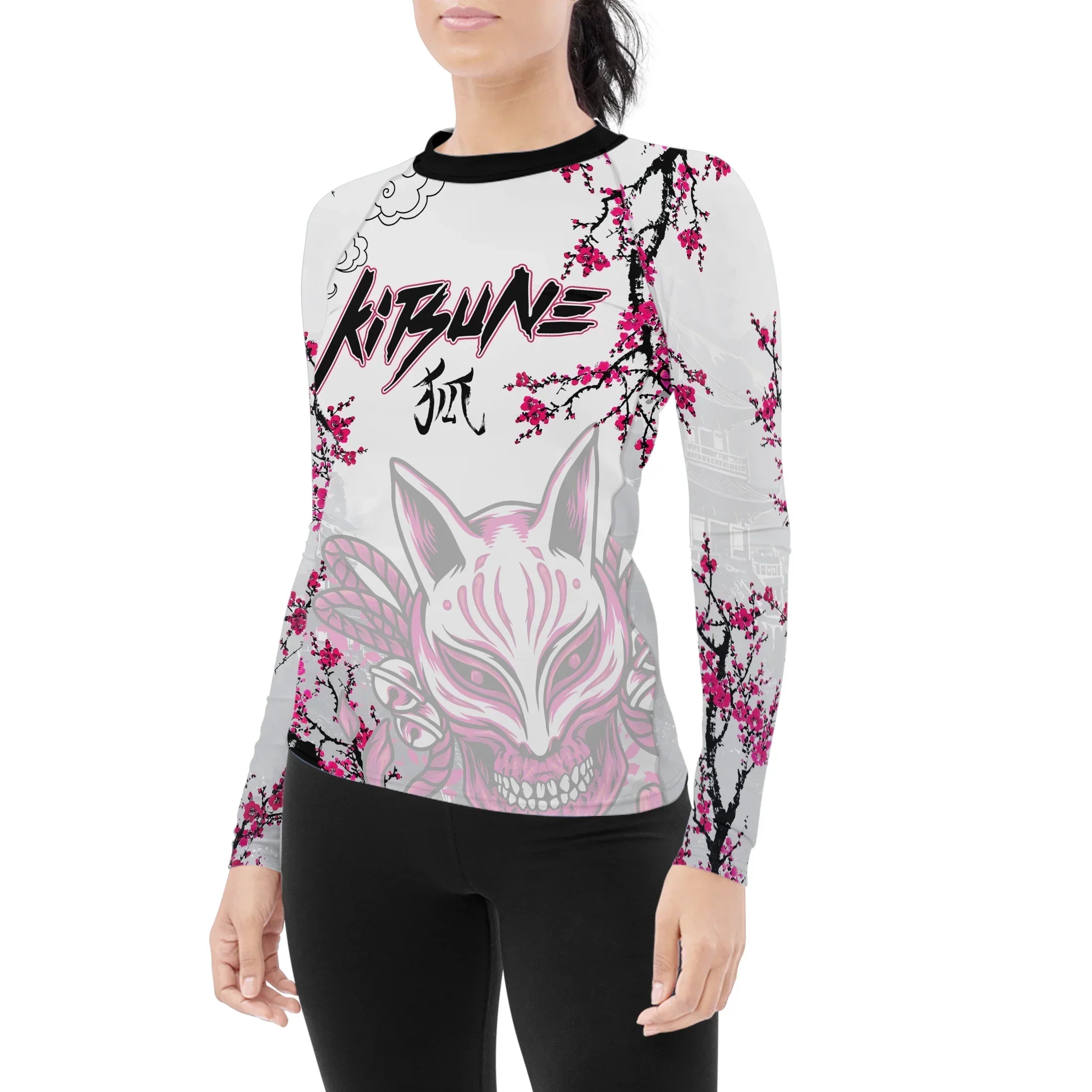 Sakura Fox Spirit Women's Long Sleeve Rash Guard for MMA & Fitness