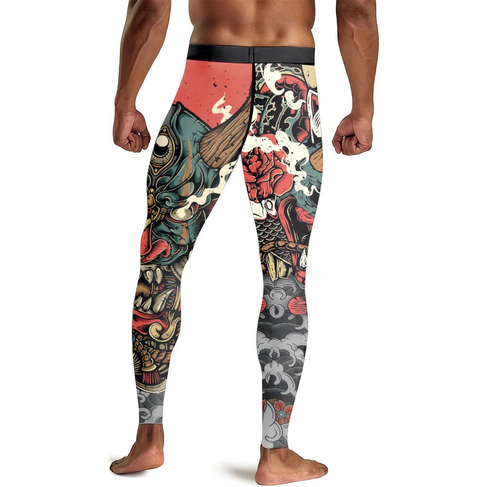 Samurai & Carp Men's Compression Leggings - BattleFitGear