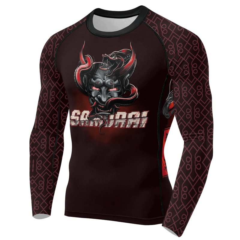 Samurai & Snake Men's Long Sleeve Rash Guard - BattleFitGear