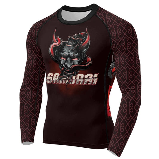 Samurai & Snake Men's Long Sleeve Rash Guard - BattleFitGear