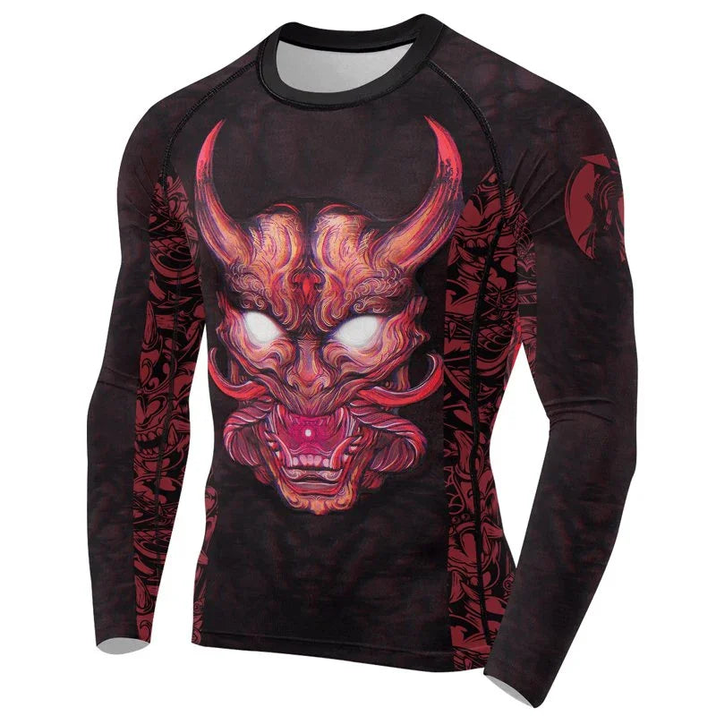 Samurai & Carp Men's Long Sleeve Rash Guard | Samurai MMA Shirt