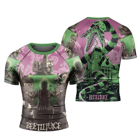Sandworm Beetlejuice Men's Short Sleeve Rash Guard