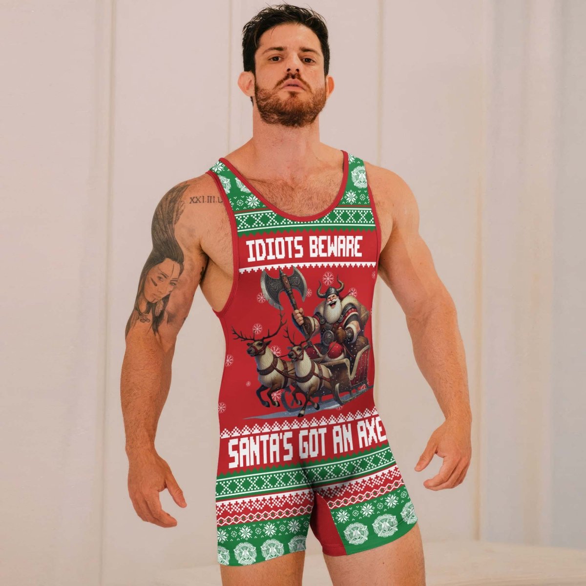 Santa Got An Axe Wrestling Singlets - BattleFitGear