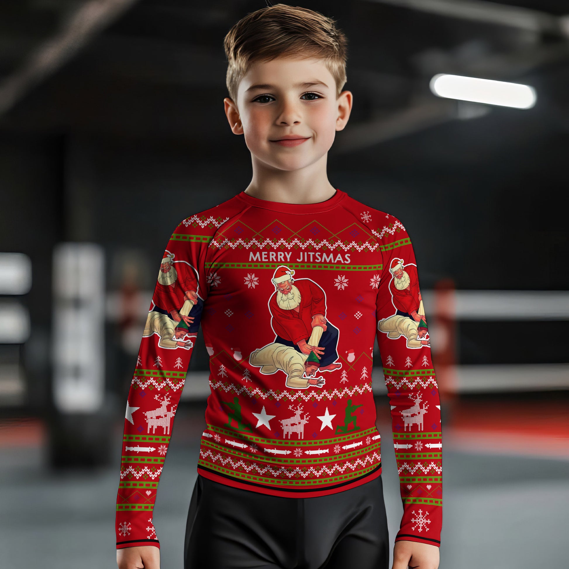 Santa Merry Jitsmas Kids Rash Guard