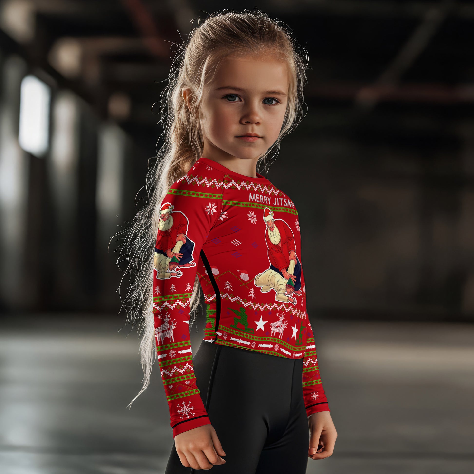 Santa Merry Jitsmas Kids Rash Guard