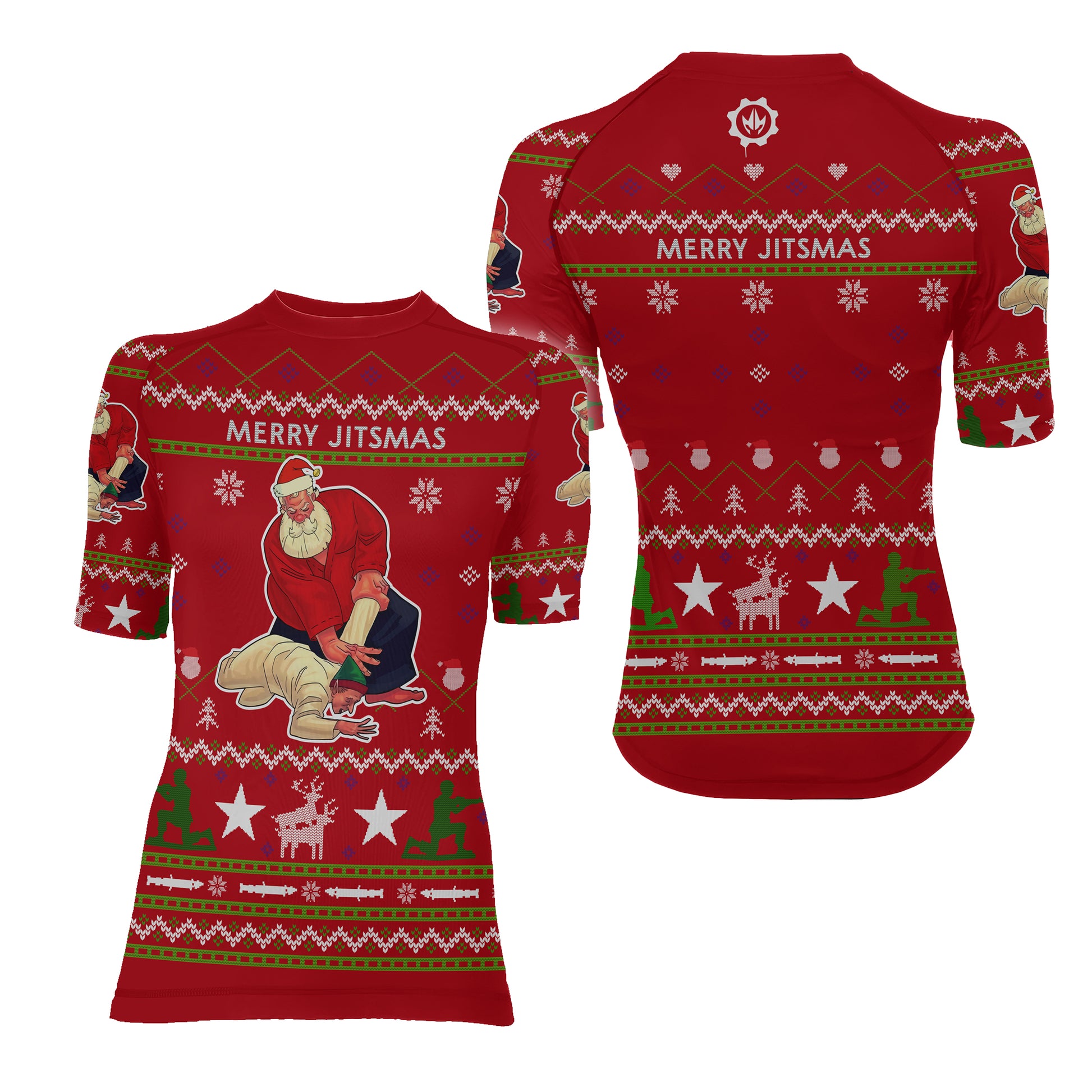 Santa Merry Jitsmas Women's Short Sleeve Rash Guard