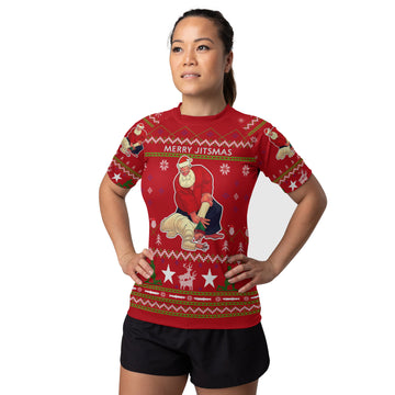Santa Merry Jitsmas Women's Short Sleeve Rash Guard