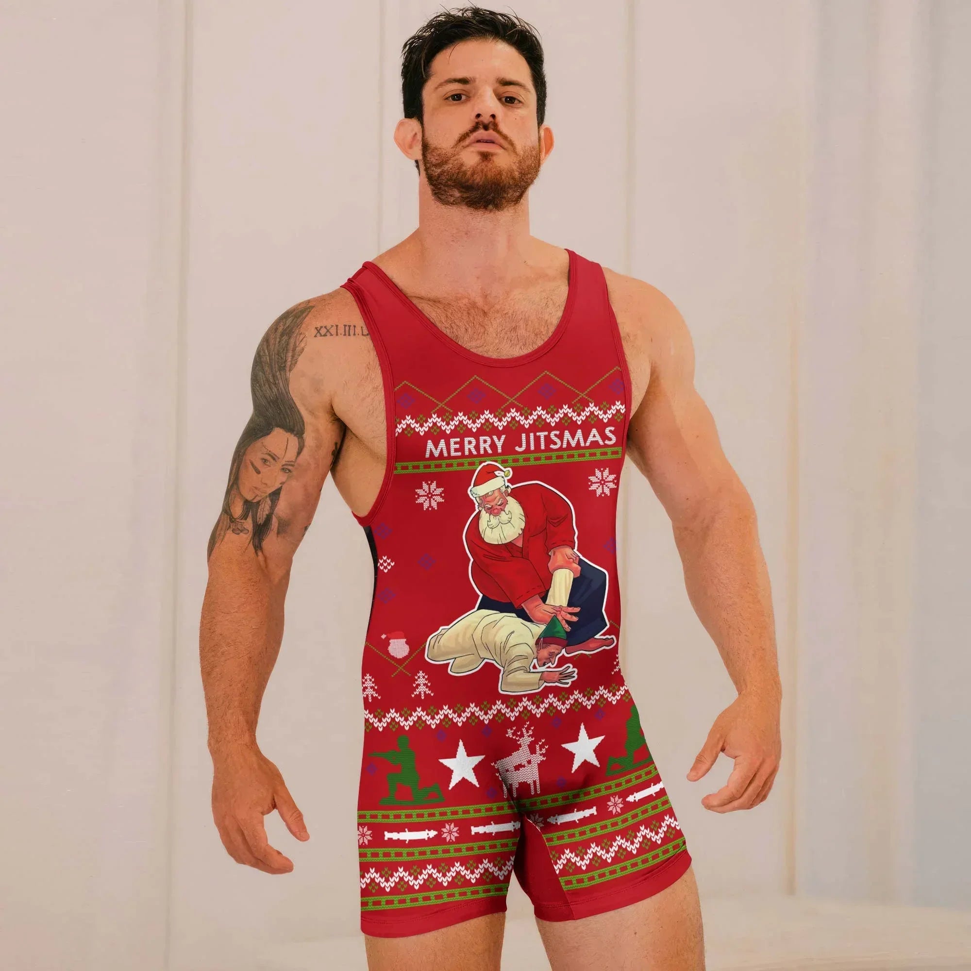 Santa Merry Jitsmas Wrestling Singlets – Athletic & Festive Gear