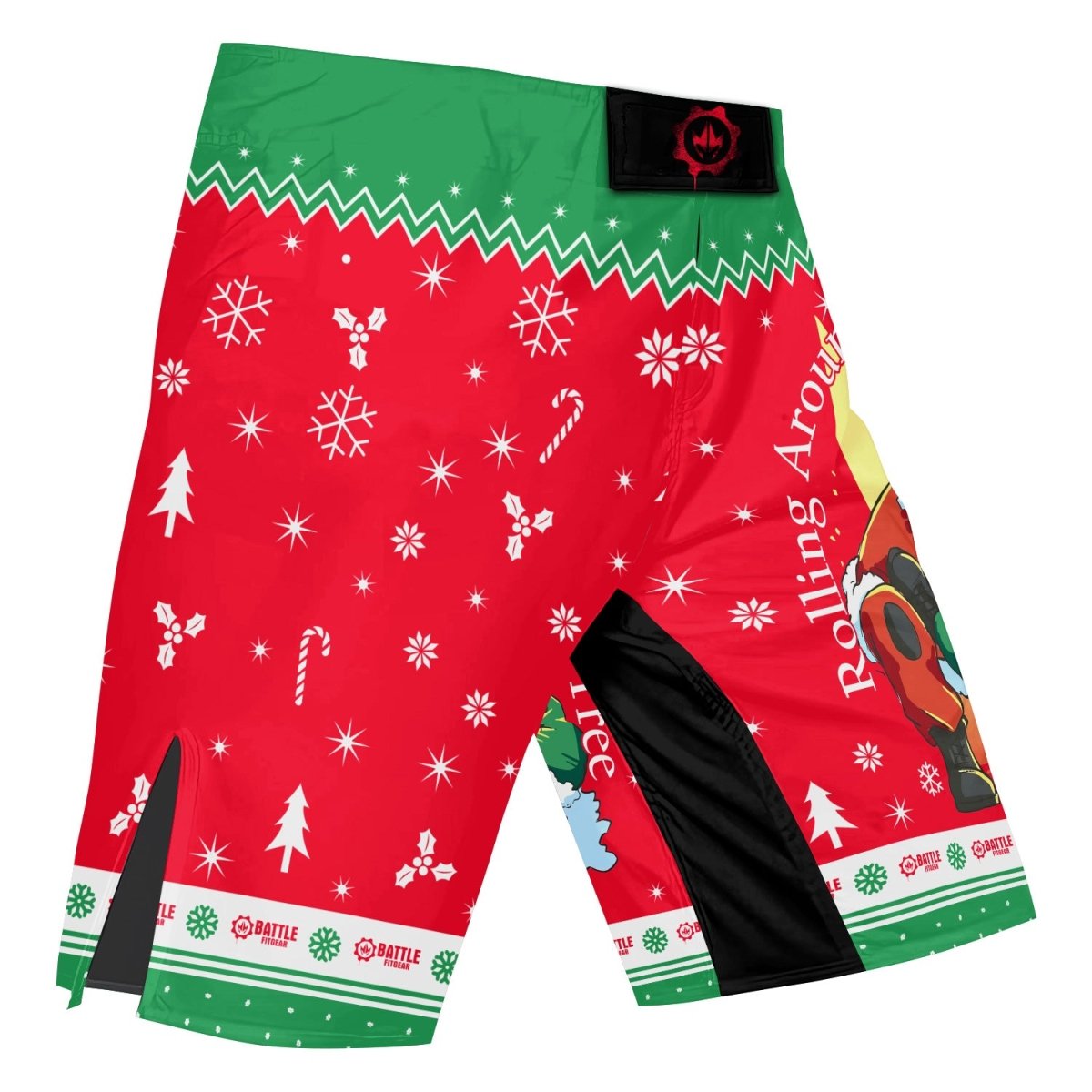 Santa Rolling Around Christmas Fight Shorts - BattleFitGear