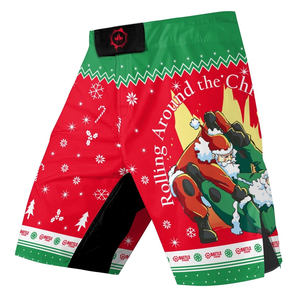 Santa Rolling Around Christmas Fight Shorts - BattleFitGear