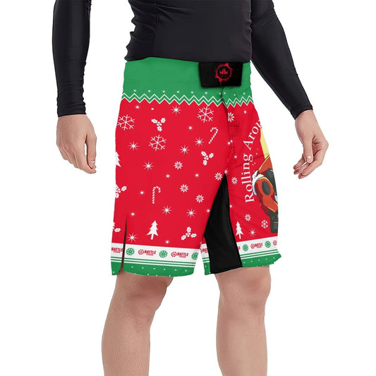 Santa Rolling Around Christmas Fight Shorts - BattleFitGear