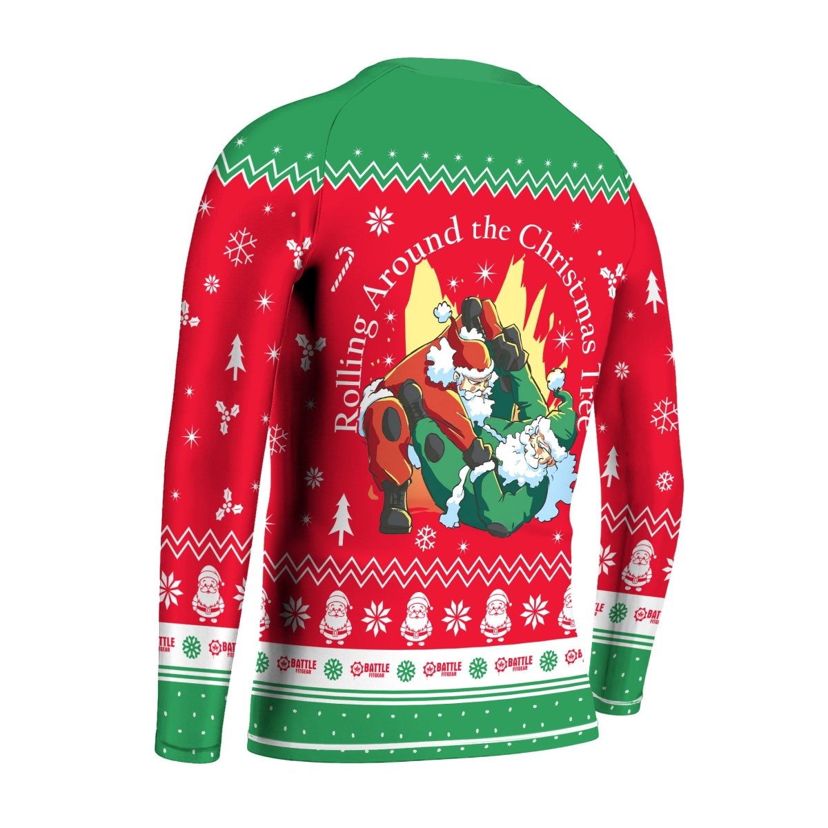 Santa Rolling Around Christmas Kids Rash Guard - BattleFitGear