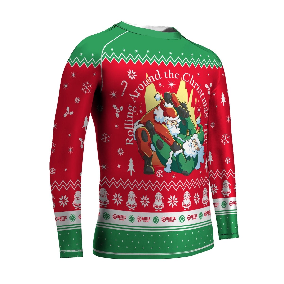 Santa Rolling Around Christmas Kids Rash Guard - BattleFitGear