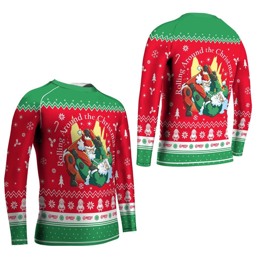 Santa Rolling Around Christmas Kids Rash Guard - BattleFitGear