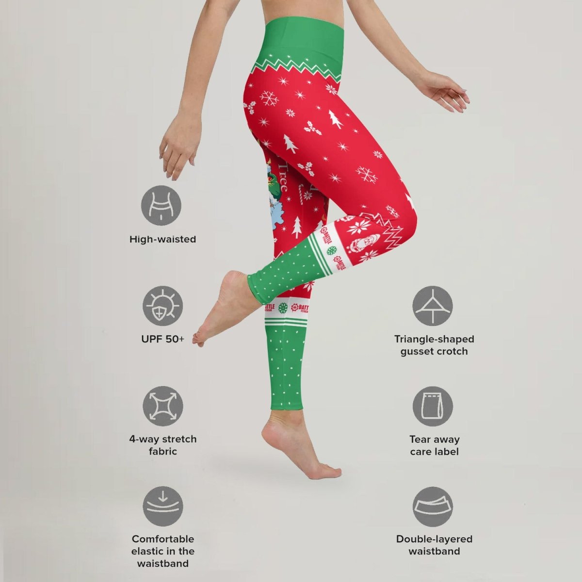 Santa Rolling Around Christmas Leggings - BattleFitGear