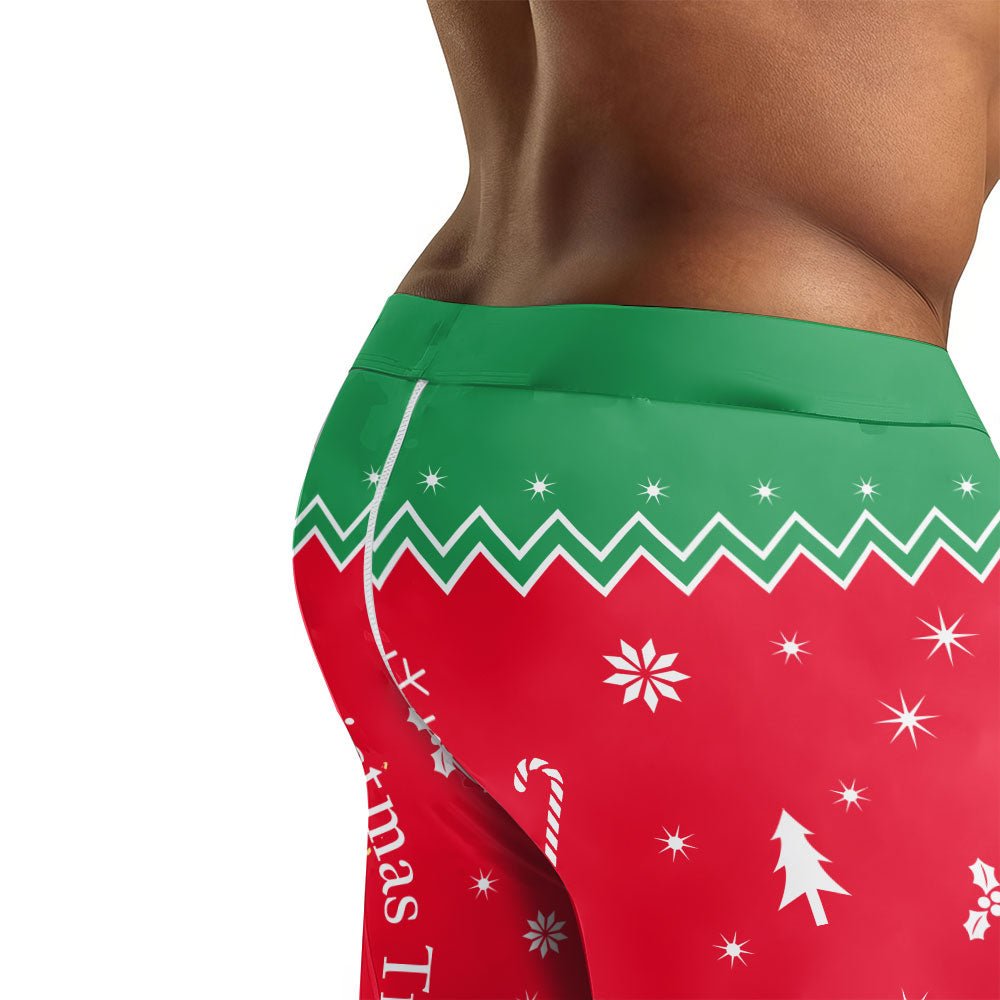 Santa Rolling Around Christmas Men's Compression Leggings - BattleFitGear