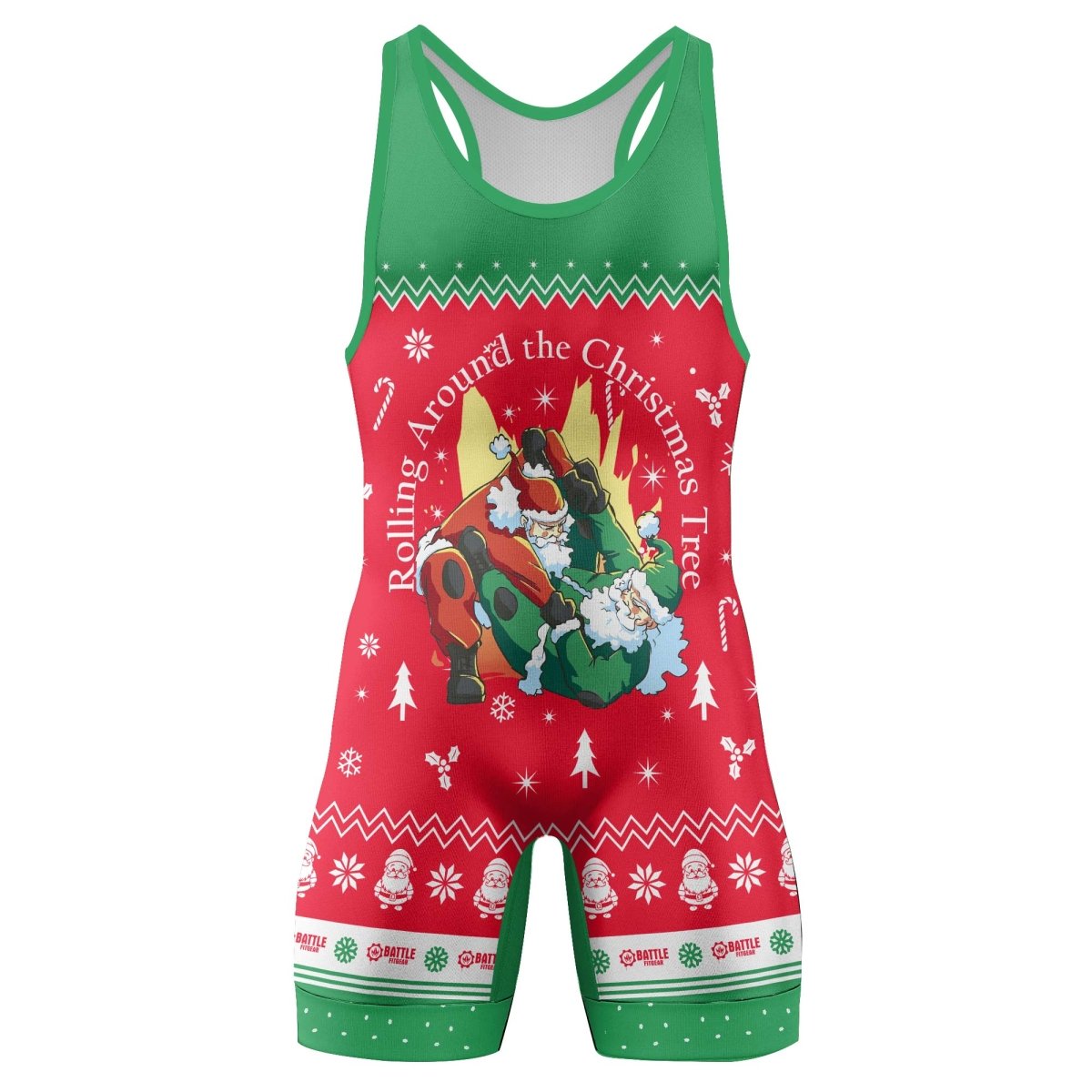 Santa Rolling Around Christmas Wrestling Singlets - BattleFitGear