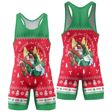 Santa Rolling Around Christmas Wrestling Singlets - BattleFitGear