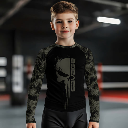 Savage Skull Kids Rash Guard