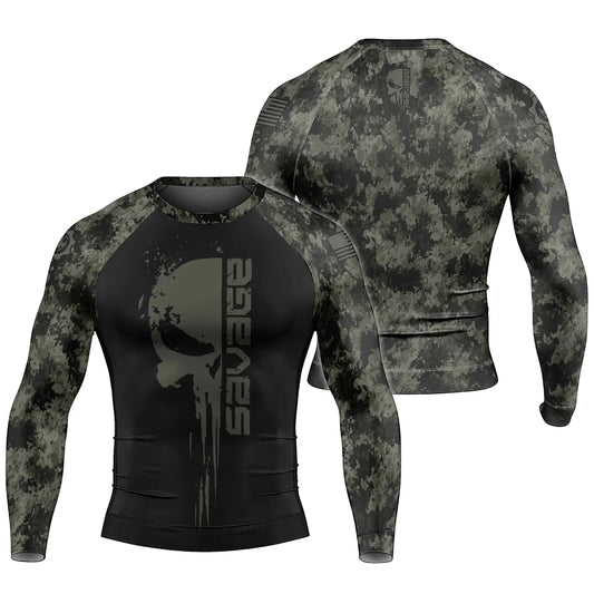 Savage Skull Men's Long Sleeve Rash Guard