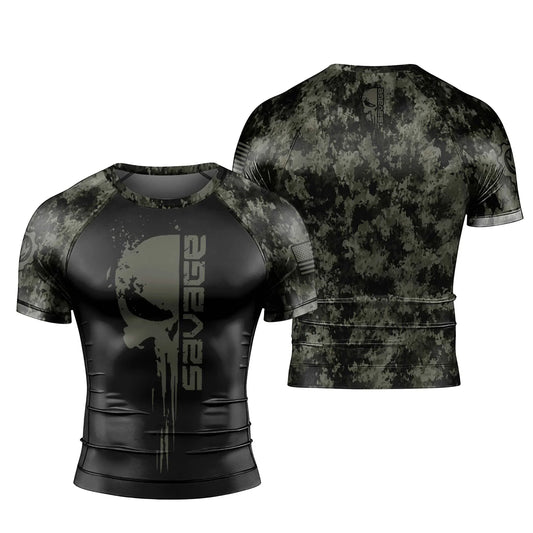 Savage Skull Men's Short Sleeve Rash Guard
