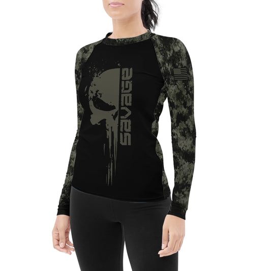 Savage Skull Women's Long Sleeve Rash Guard