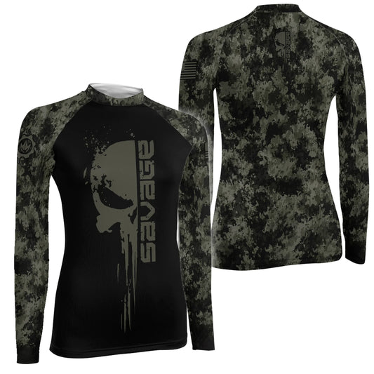 Savage Skull Women's Long Sleeve Rash Guard