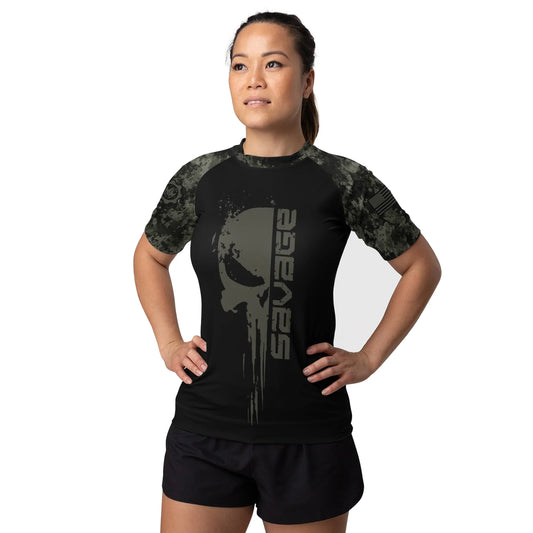 Savage Skull Women's Short Sleeve Rash Guard