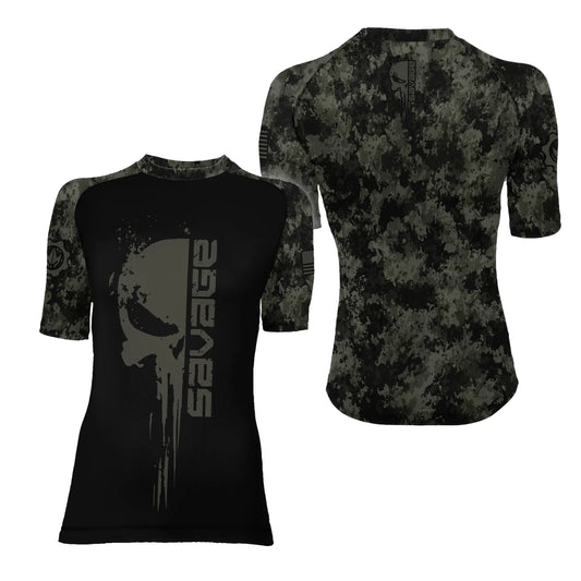 Savage Skull Women's Short Sleeve Rash Guard