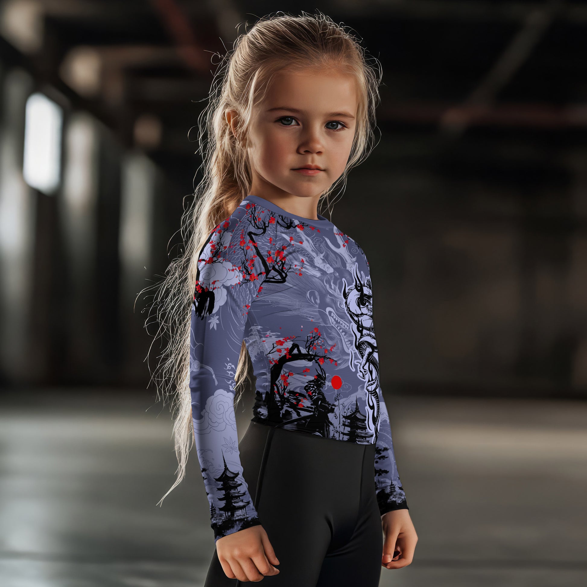 Shadow Dragon Samurai Kids Rash Guard