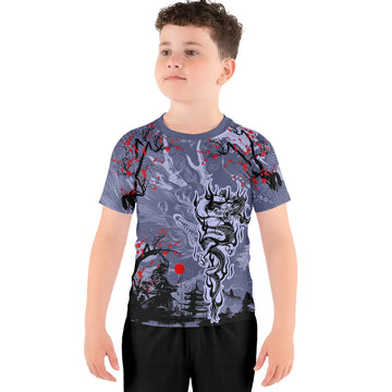 Shadow Dragon Samurai Kids Rash Guard